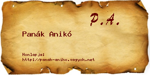 Panák Anikó névjegykártya